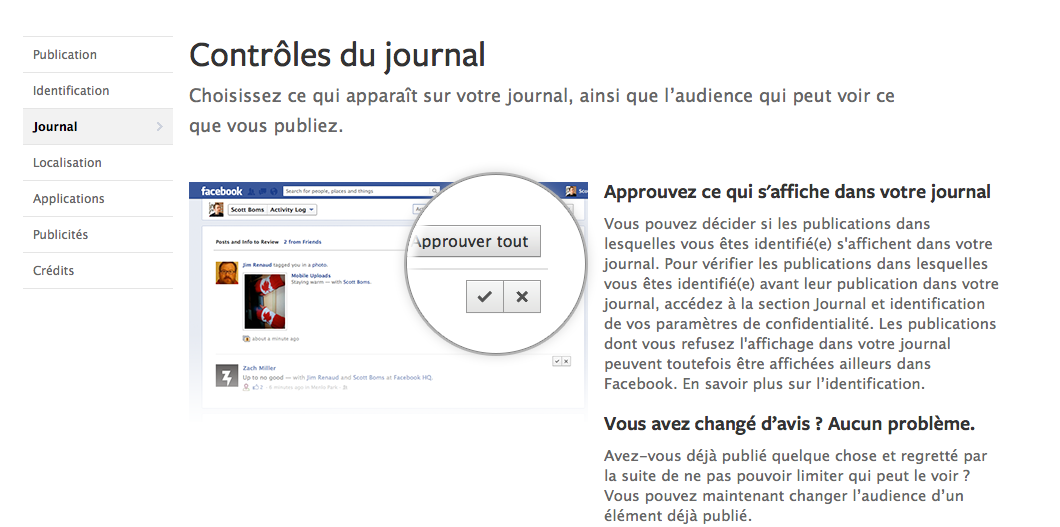 Nouveaux paramètres Facebook